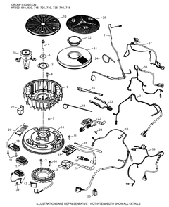 Kt745-3100 Ignition And Charging Diagram and Parts List for KT745-3100  Cub Cadet Engine